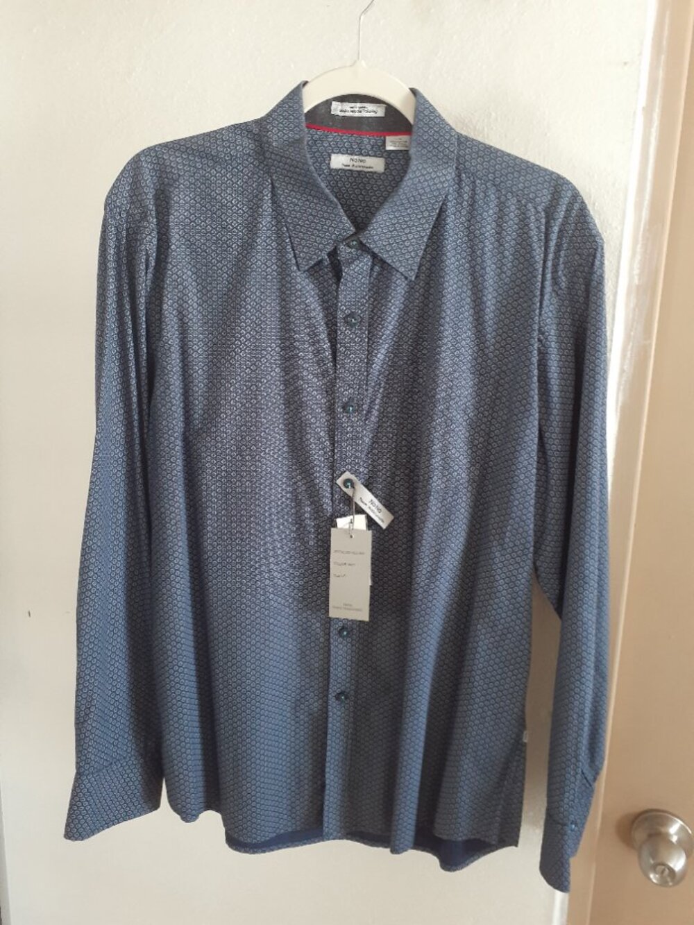 Nono Maldonado Men's New Button up long sleeve blue shirt size large 100% cotton